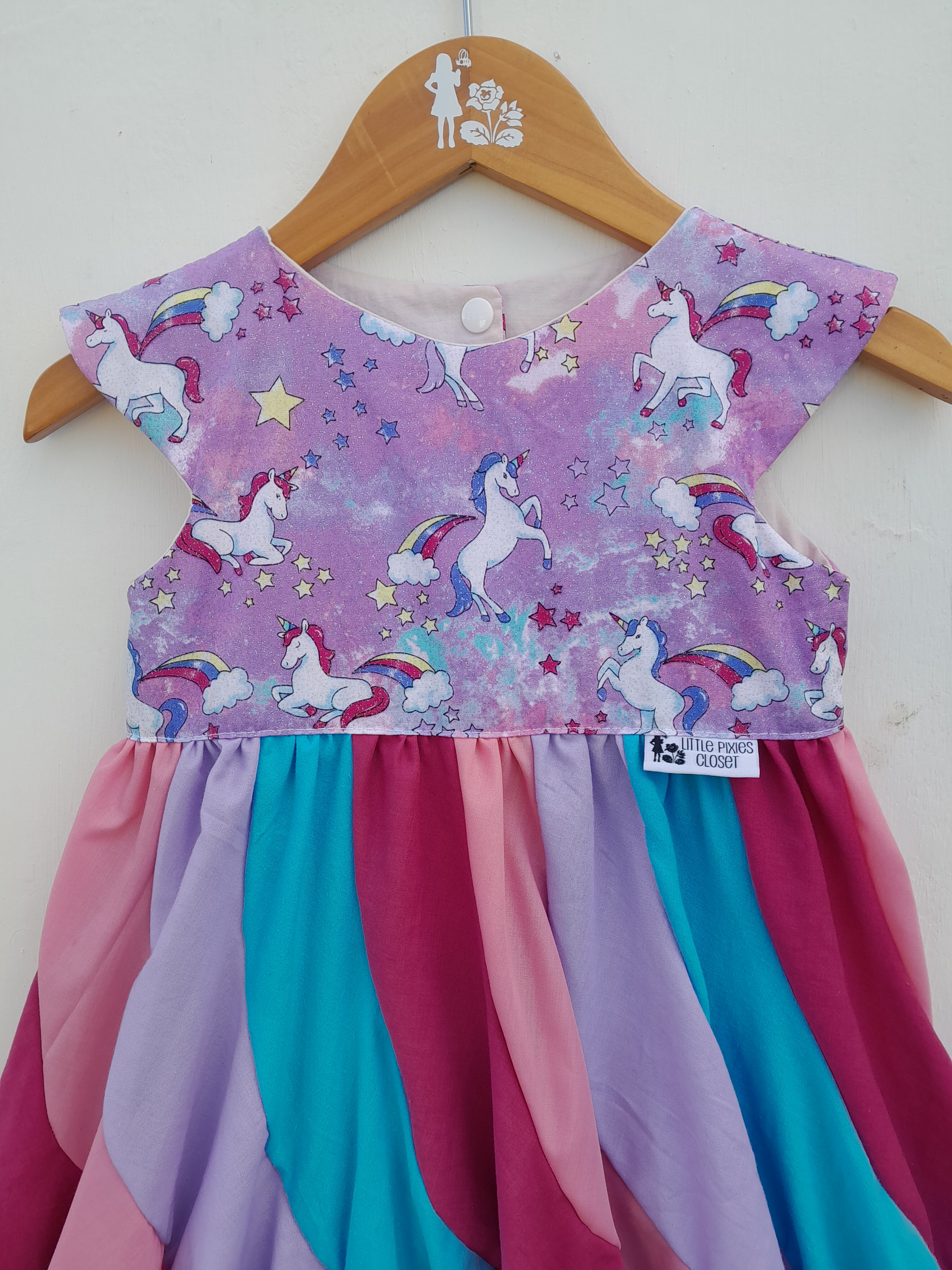 Swirl Dress - Pink Unicorns image 1