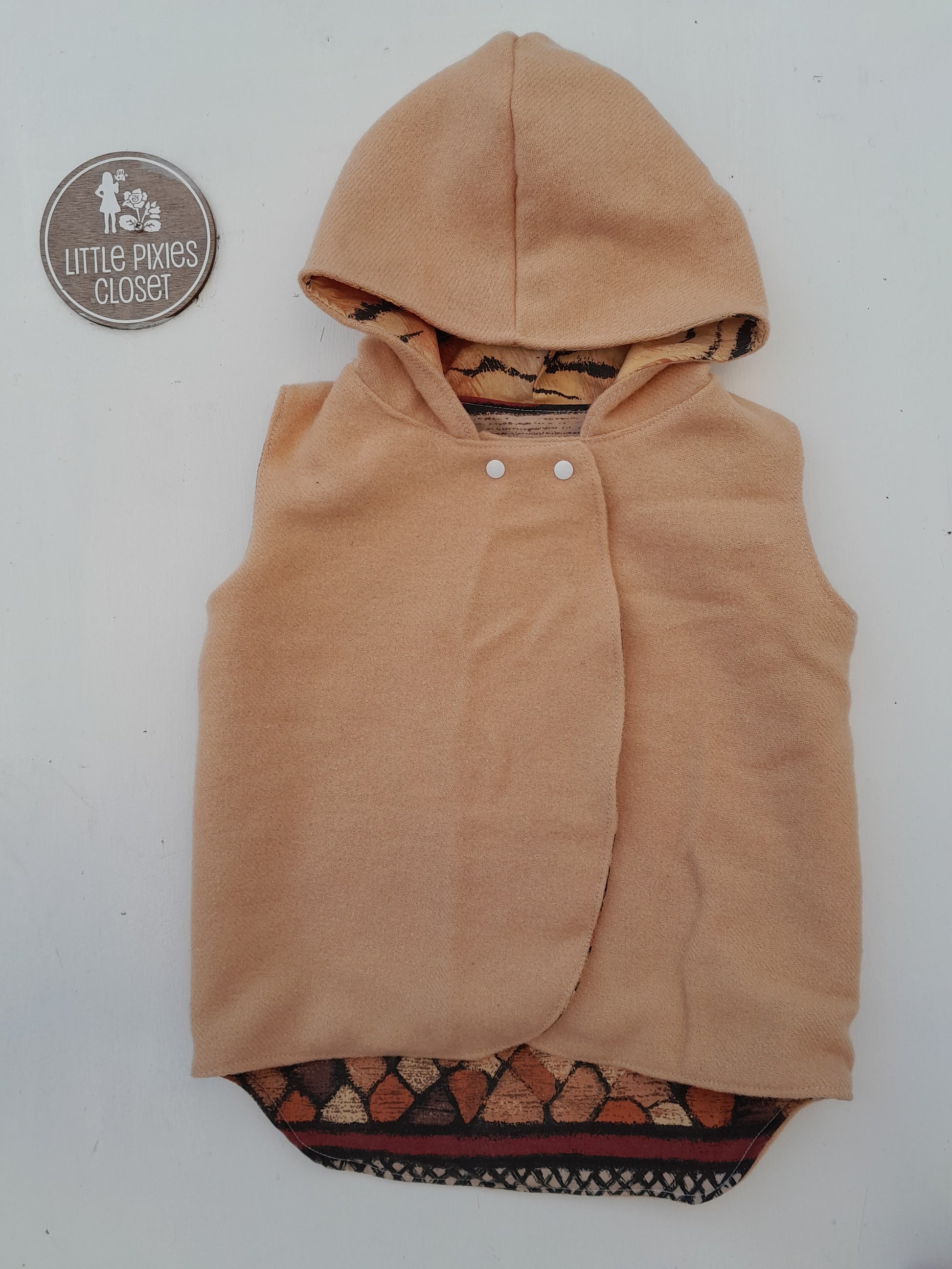 Reversible Pixie Vest - Brown African Animals (1) image 2