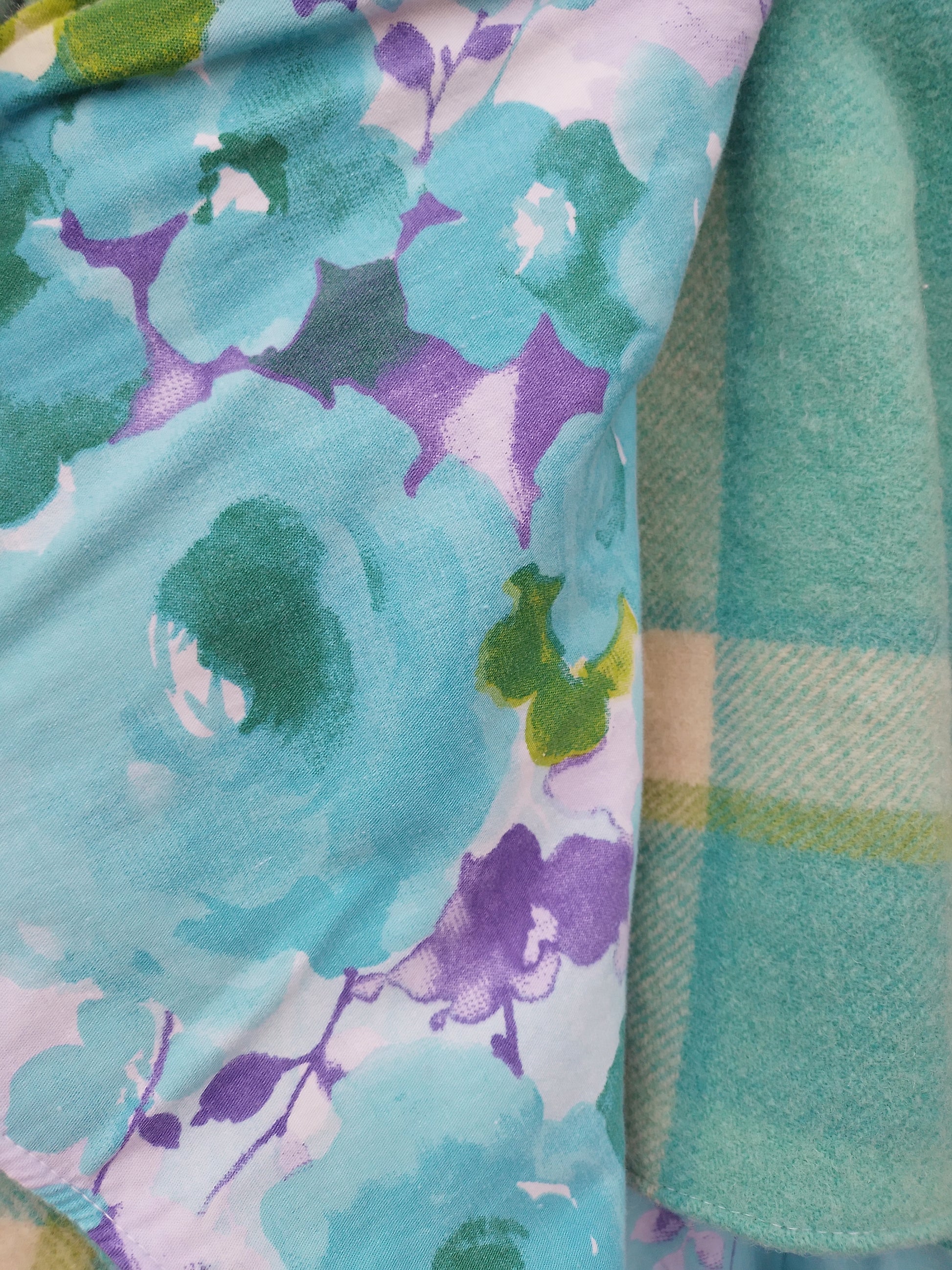 Dutchess Coat - Aqua Check + floral image 2