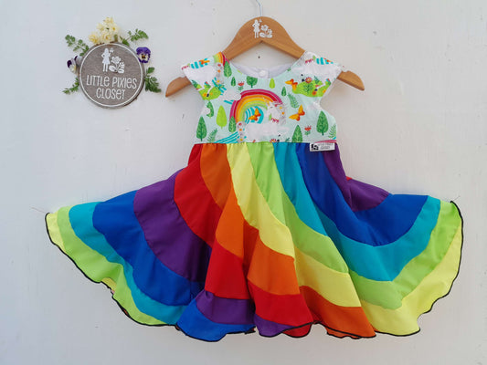 Swirl Dress - Rainbow Unicorns image 0