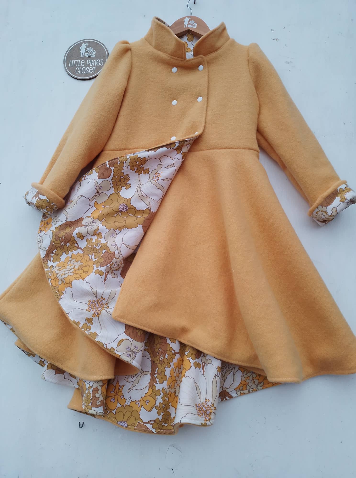 Dutchess Coat - Mustard Wool + Vintage Floral image 0