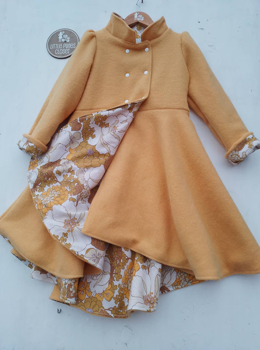 Dutchess Coat - Mustard Wool + Vintage Floral image 0