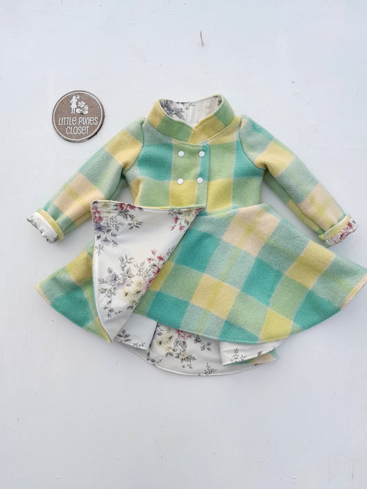 Dutchess Coat - Green Check Wool + Floral image 0