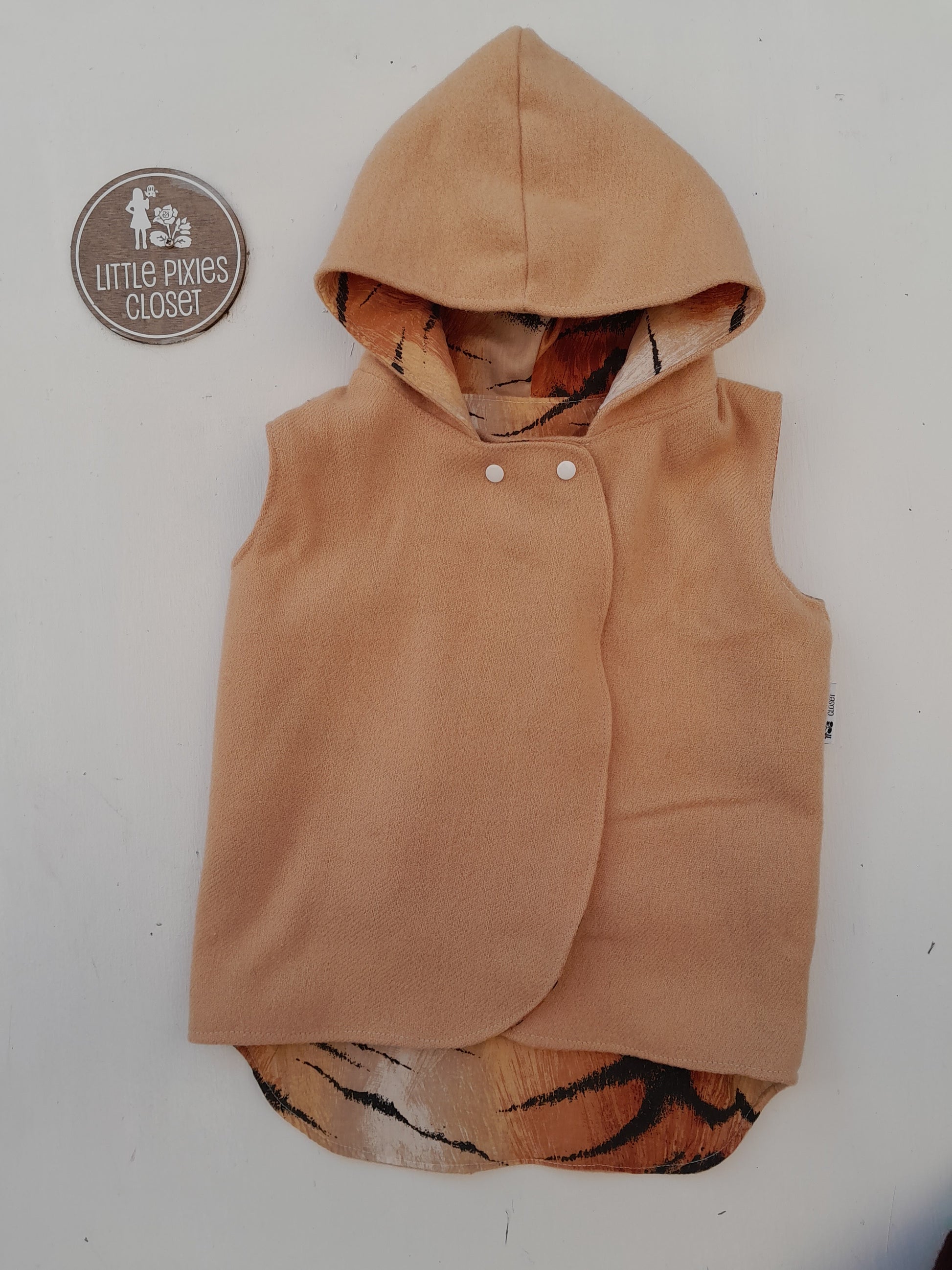 Reversible Pixie Vest - Brown Tiger Stripe image 1