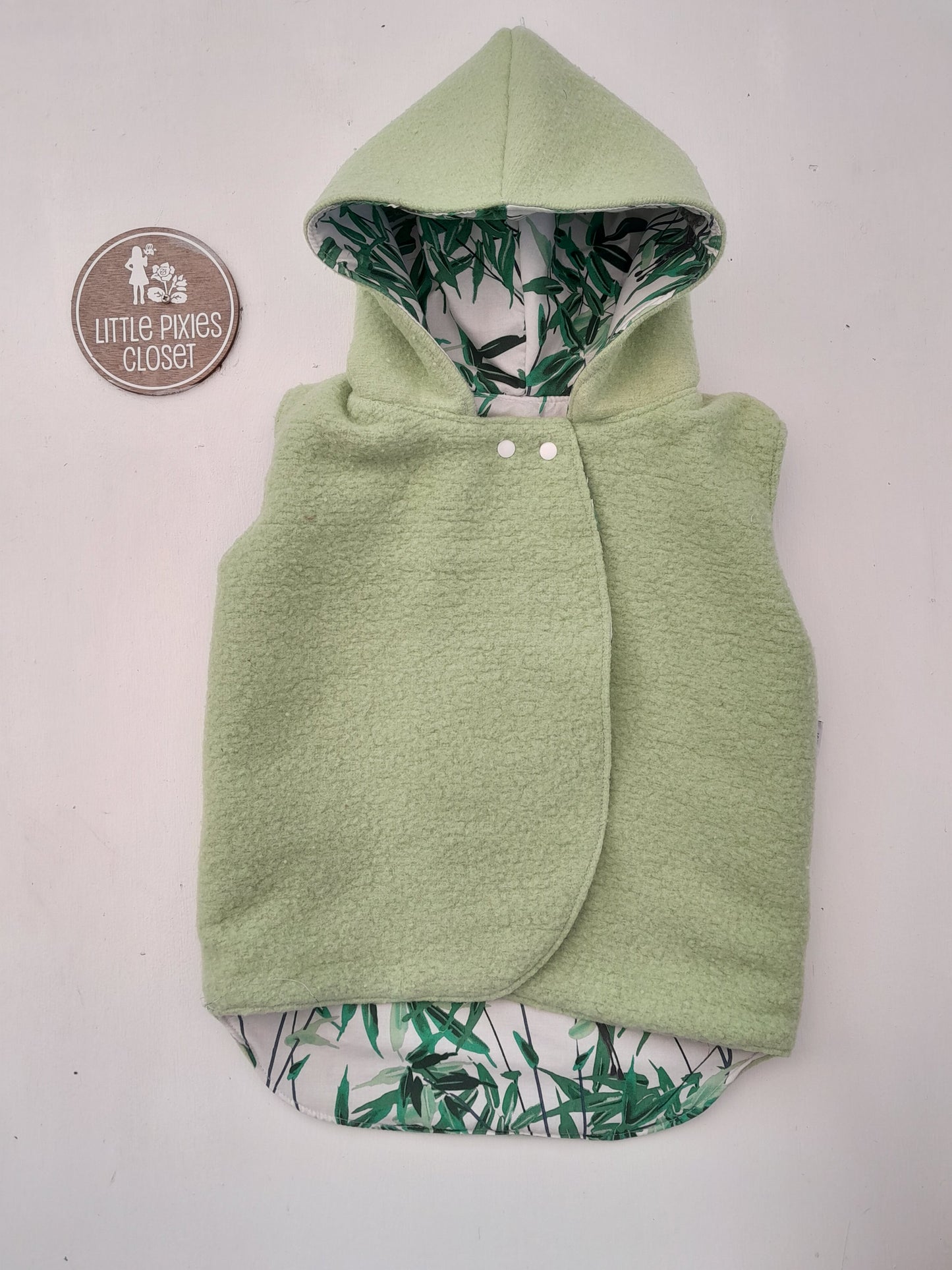 Reversible Pixie Vest - Green Wool image 1