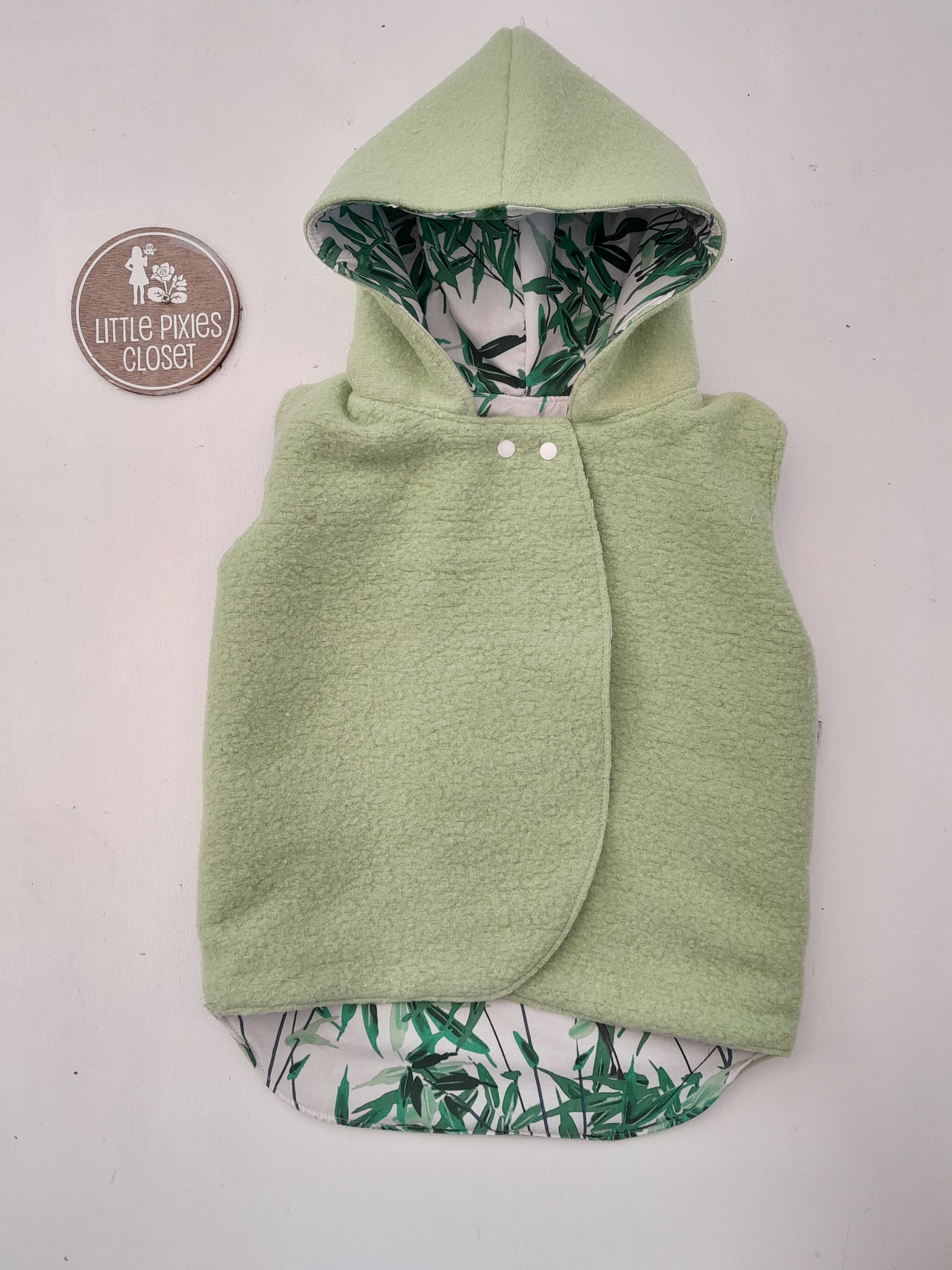 Reversible Pixie Vest - Green Wool image 1