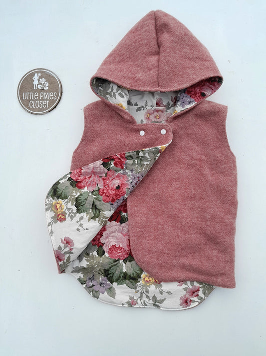 Reversible Pixie Vest - Strawberry Wool image 0
