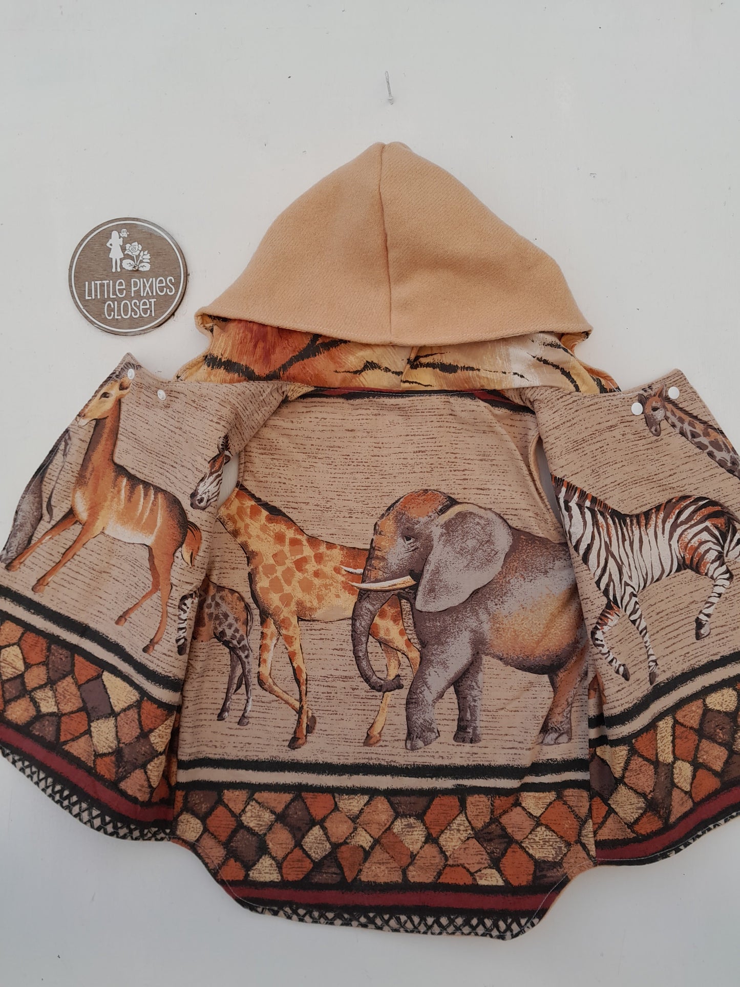 Reversible Pixie Vest - Brown African Animals (1) image 1