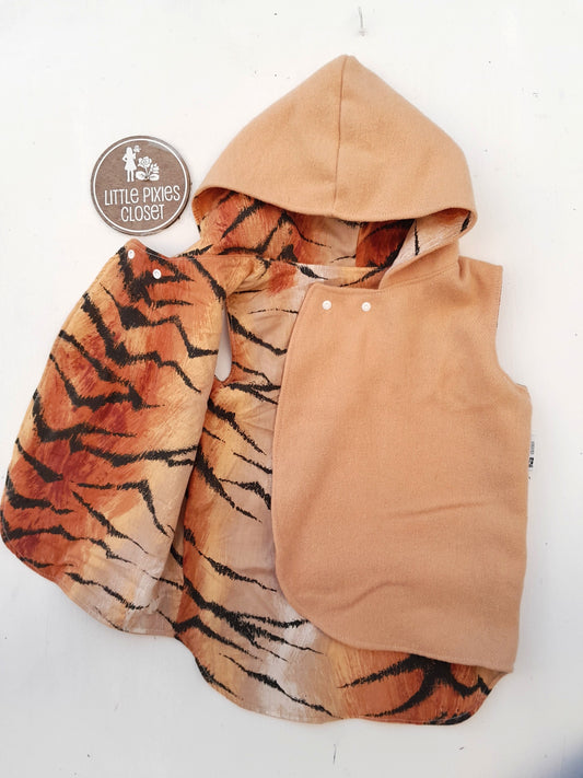 Reversible Pixie Vest - Brown Tiger Stripe image 0