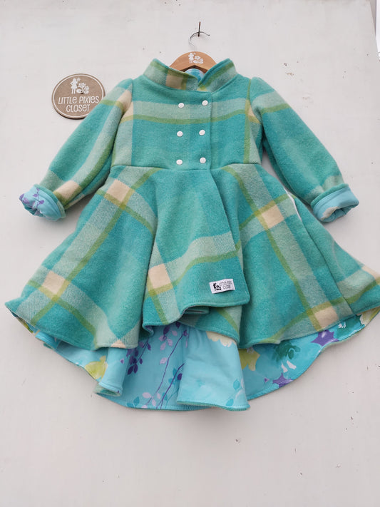 Dutchess Coat - Aqua Check + floral image 0